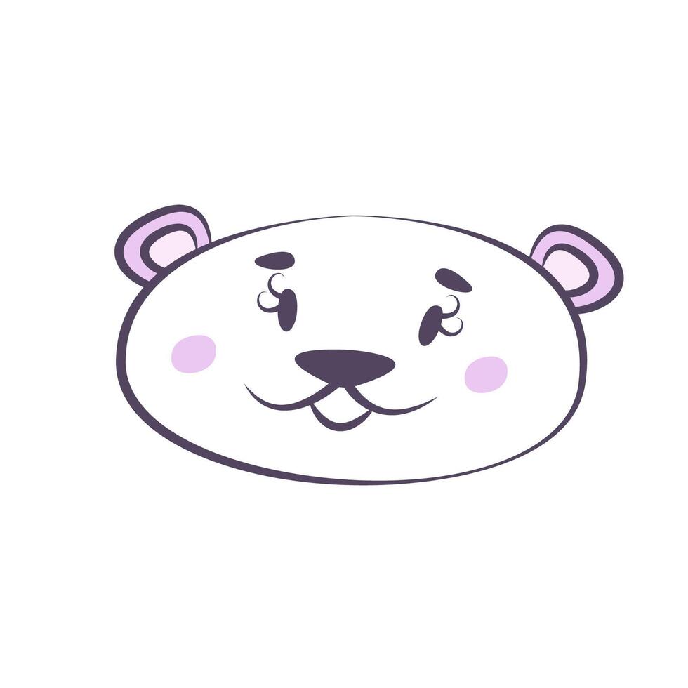 linda dibujos animados oso rostro. pastel plano ilustración para guardería decoración en escandinavo estilo. frio impresión para bebé ropa, comida embalaje, juguetes, pegatinas hermosa imagen de salvaje bosque animal para niños. vector