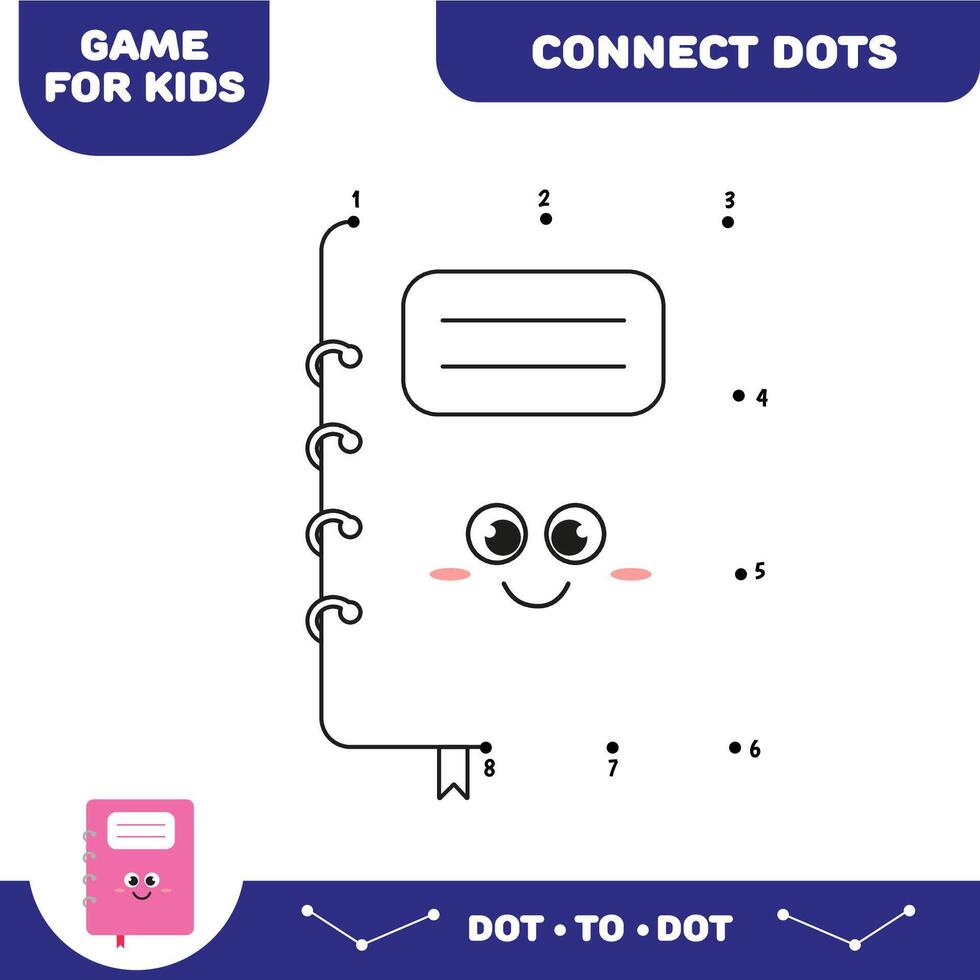 Dot to dot educational game for preschool kids. Activity worksheet. Notepad vector