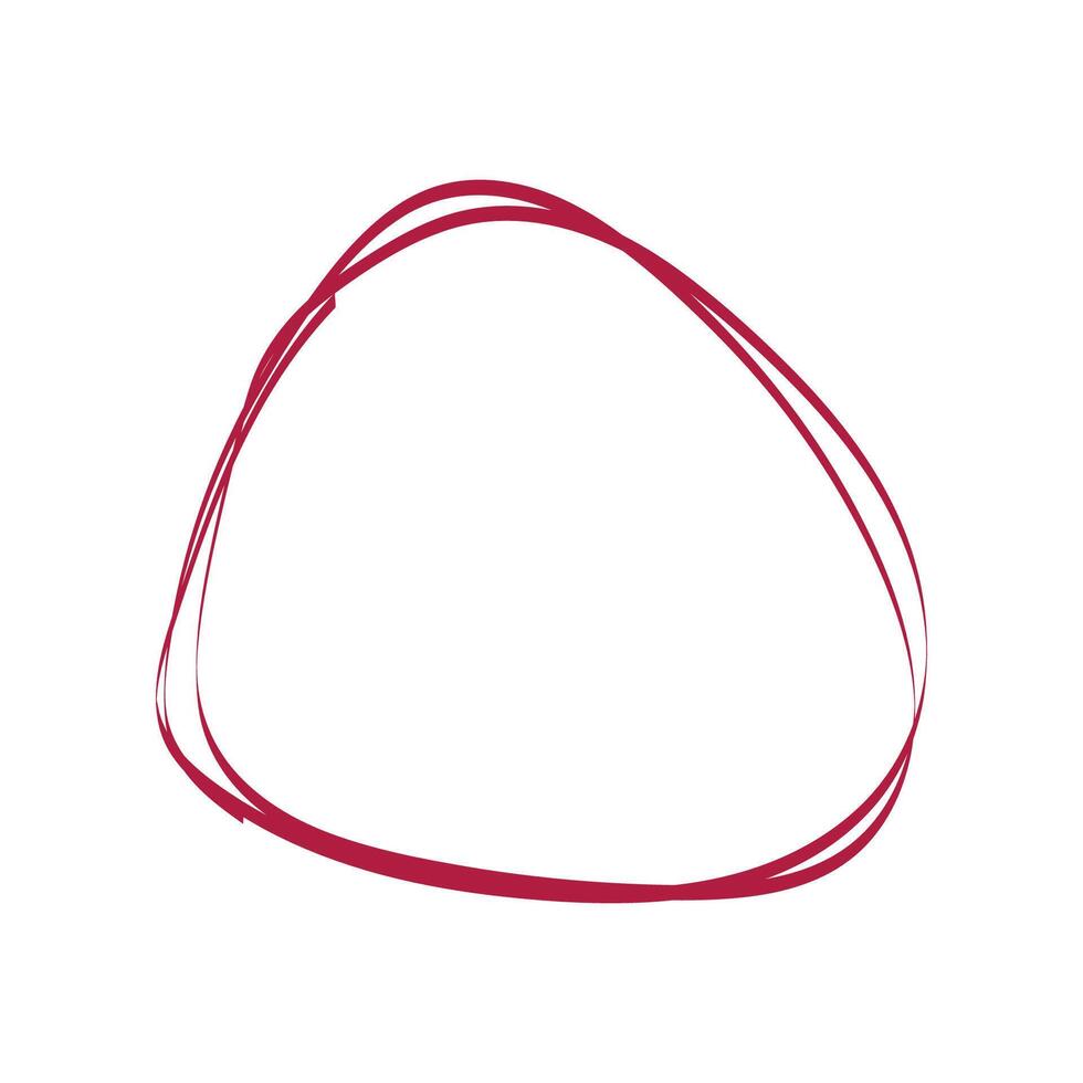 Single red doodle pencil drawn oval circle. One red grunge oval circle for highlighting vector