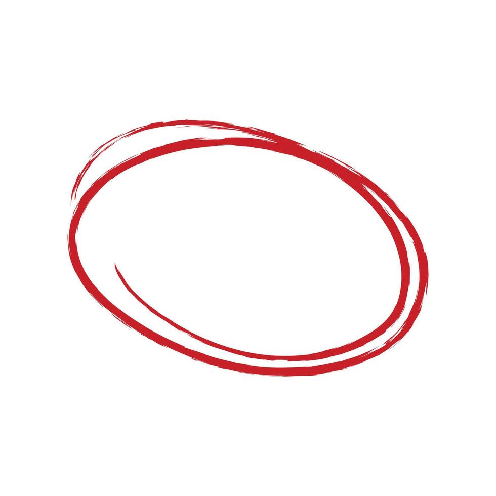 Single red doodle pencil drawn oval circle. One red grunge oval circle for highlighting vector