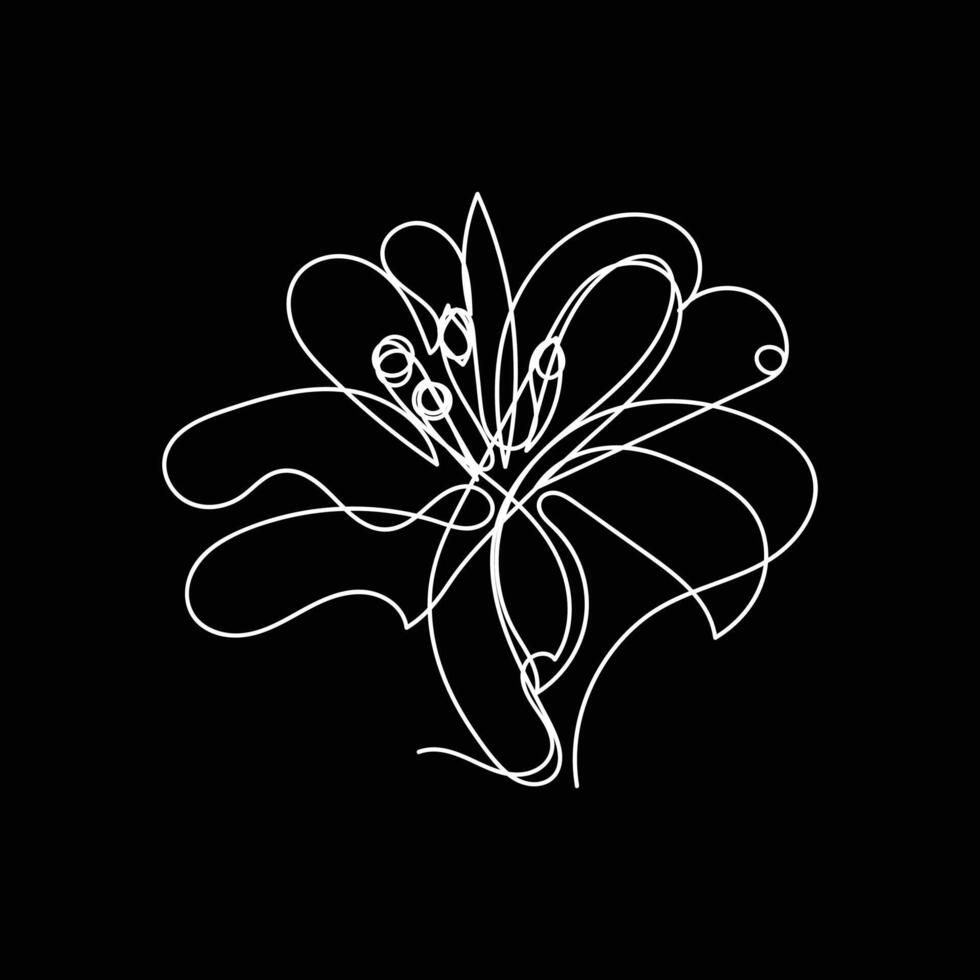 Abstract Flower Lily one line art drawing singular aesthetic minimalist , one line art, line art, icon, logo vector