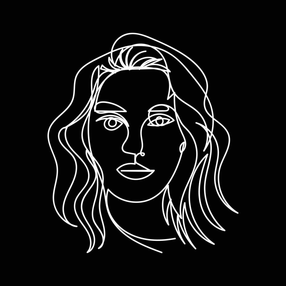 woman face one line art, woman face continuous line art vector