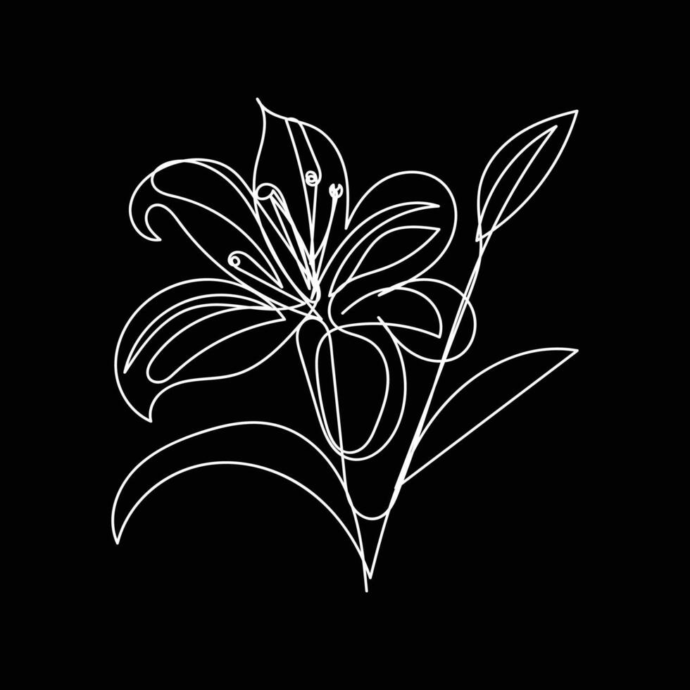 Abstract Flower Lily one line art drawing singular aesthetic minimalist , one line art, line art, icon, logo vector