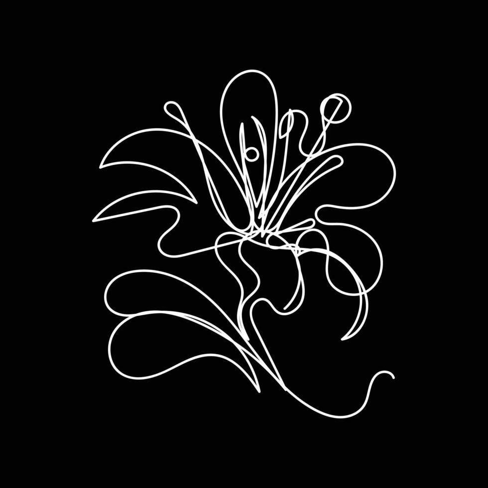 Abstract Flower Lily one line art drawing singular aesthetic minimalist , one line art, line art, icon, logo vector