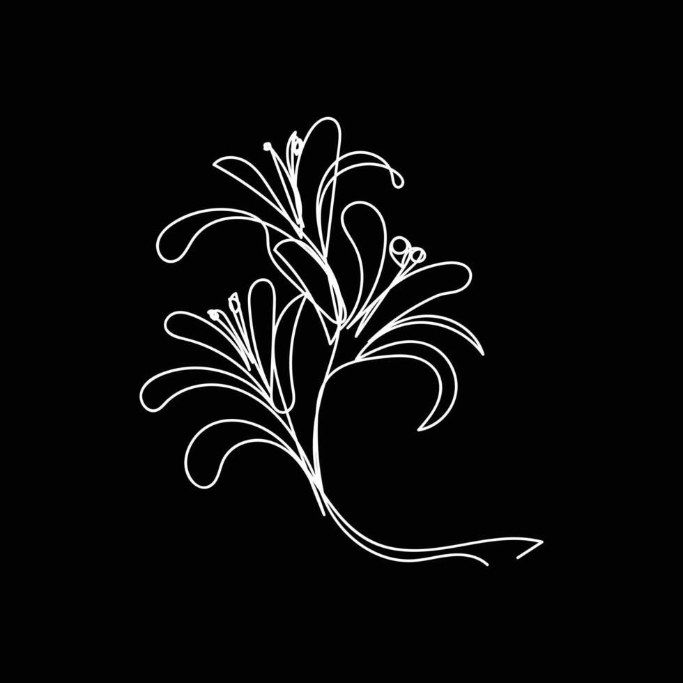 Abstract Flower Lily one line art drawing singular aesthetic minimalist , one line art, line art, icon, logo vector