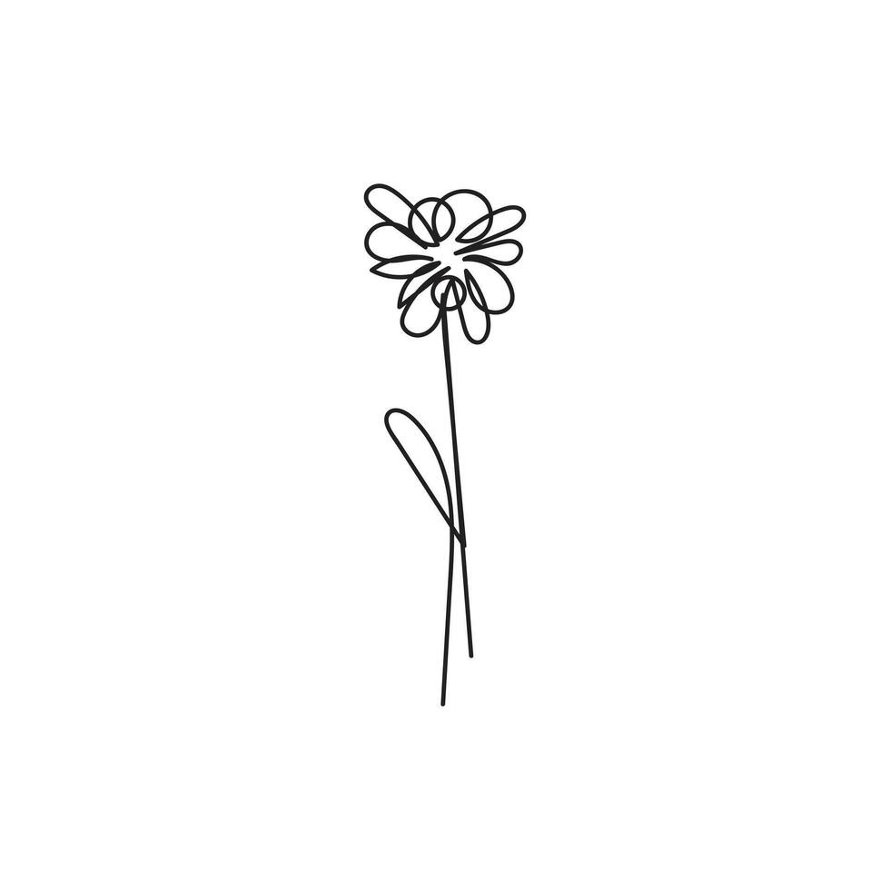 flower plant minimal design hand drawn one line style drawing, flower plant one line art continuous drawing, flower plant single line art vector