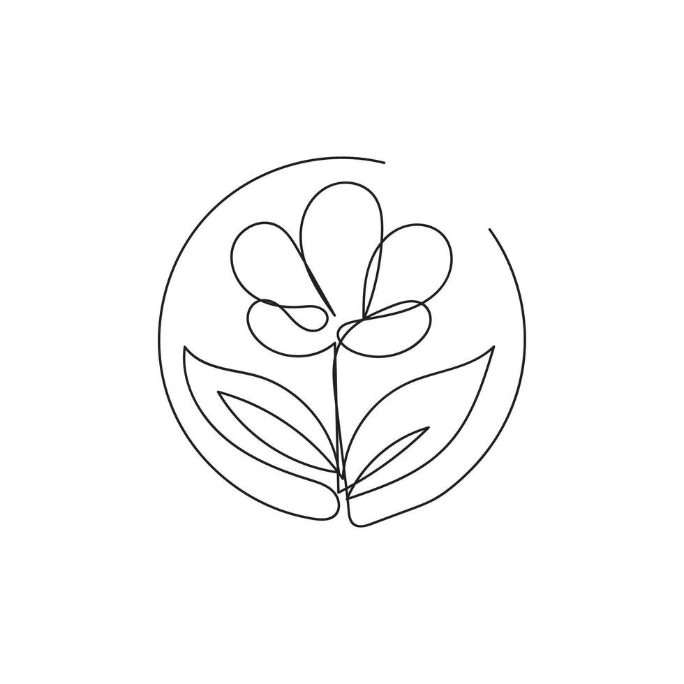 flower plant minimal design hand drawn one line style drawing, flower plant one line art continuous drawing, flower plant single line art vector