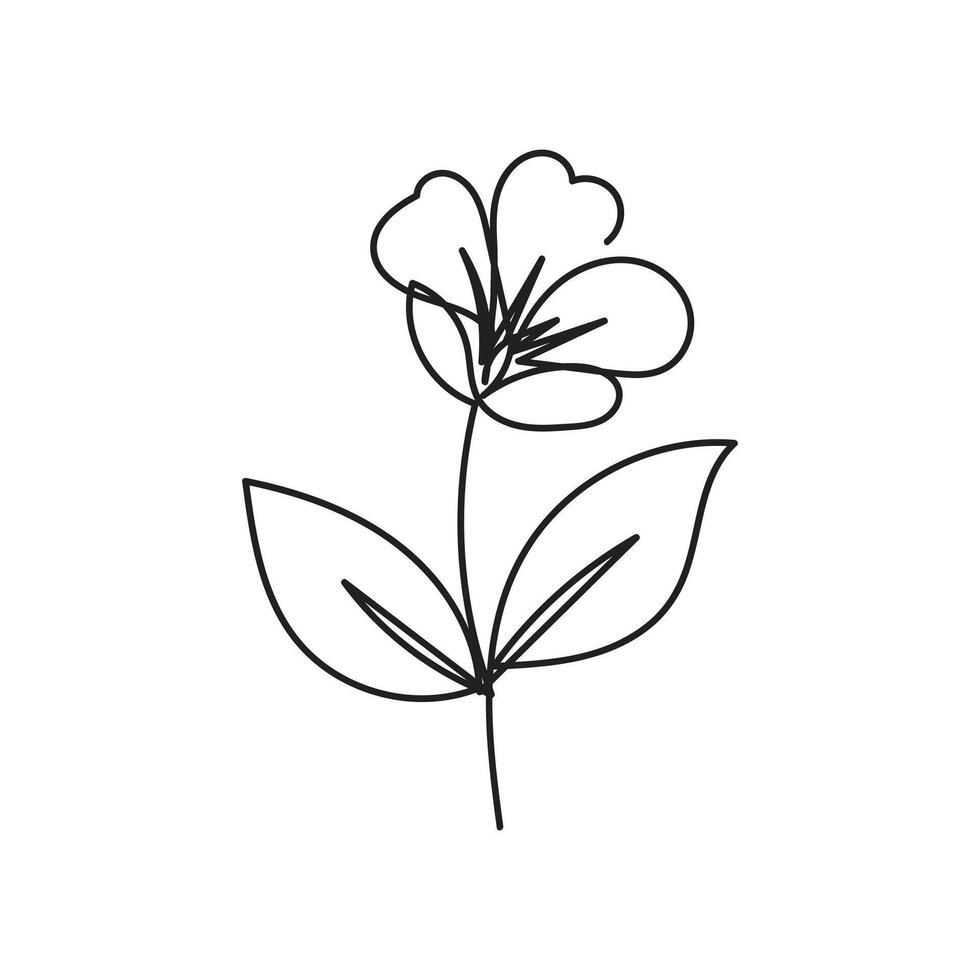 flower plant minimal design hand drawn one line style drawing, flower plant one line art continuous drawing, flower plant single line art vector
