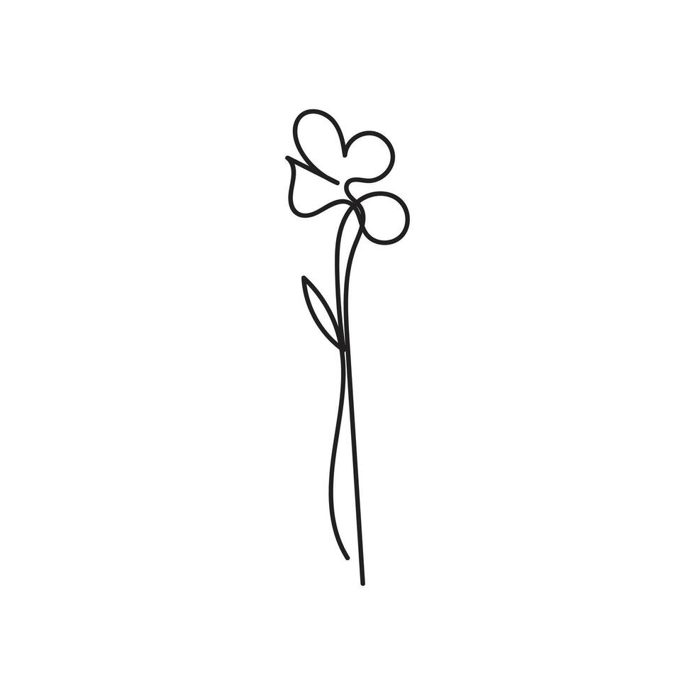 flower plant minimal design hand drawn one line style drawing, flower plant one line art continuous drawing, flower plant single line art vector