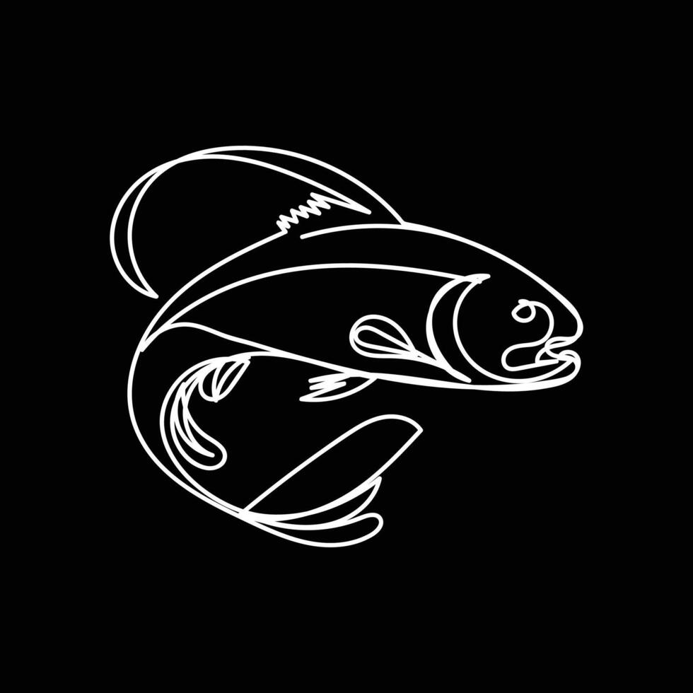 Fish minimal design hand drawn one line style drawing, Fish one line art continuous drawing, fish single line art vector