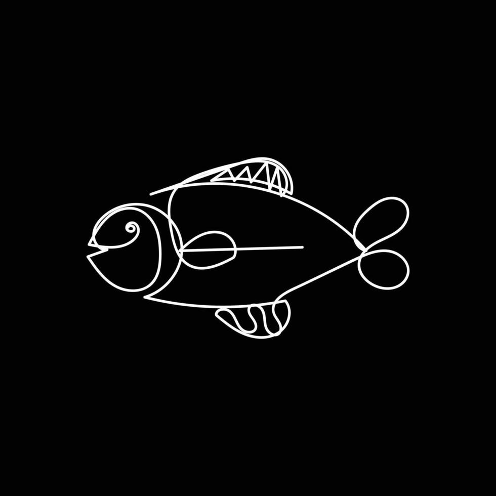 Fish minimal design hand drawn one line style drawing, Fish one line art continuous drawing, fish single line art vector