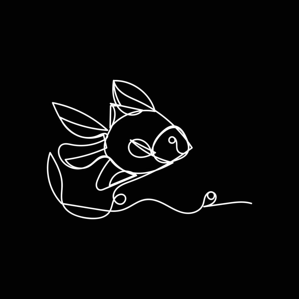 Fish minimal design hand drawn one line style drawing, Fish one line art continuous drawing, fish single line art vector