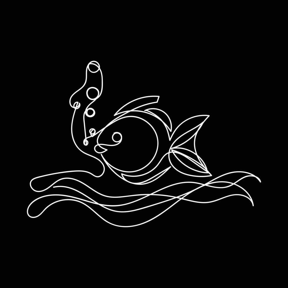 Fish minimal design hand drawn one line style drawing, Fish one line art continuous drawing, fish single line art vector