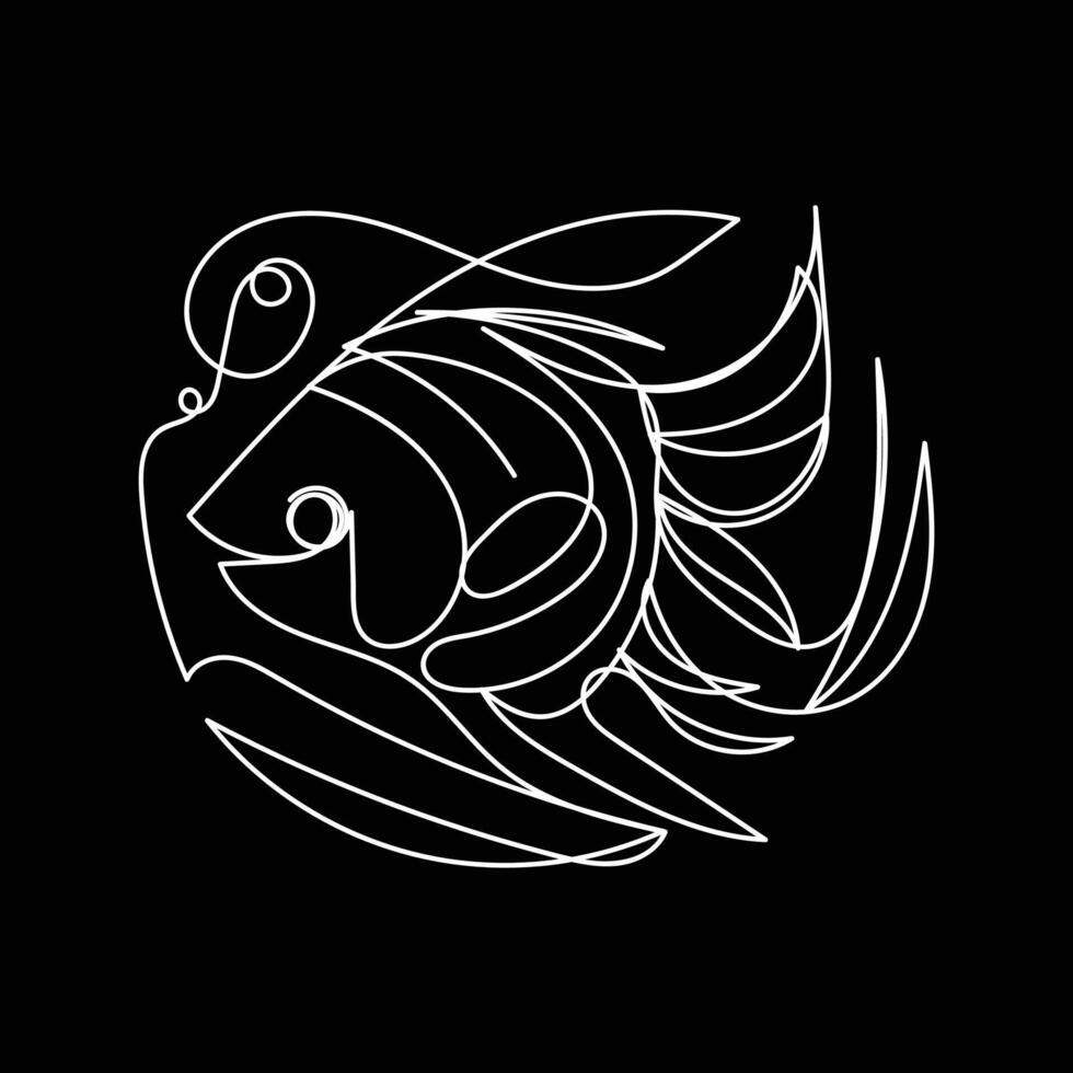 Fish minimal design hand drawn one line style drawing, Fish one line art continuous drawing, fish single line art vector