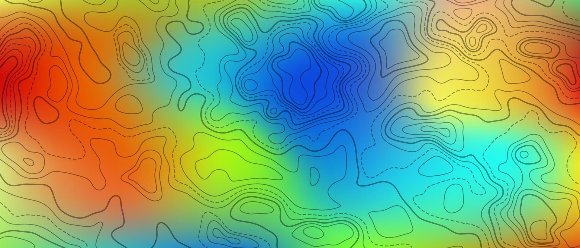 Ocean bottom topographic line map curvy wave isolines illustration. vector