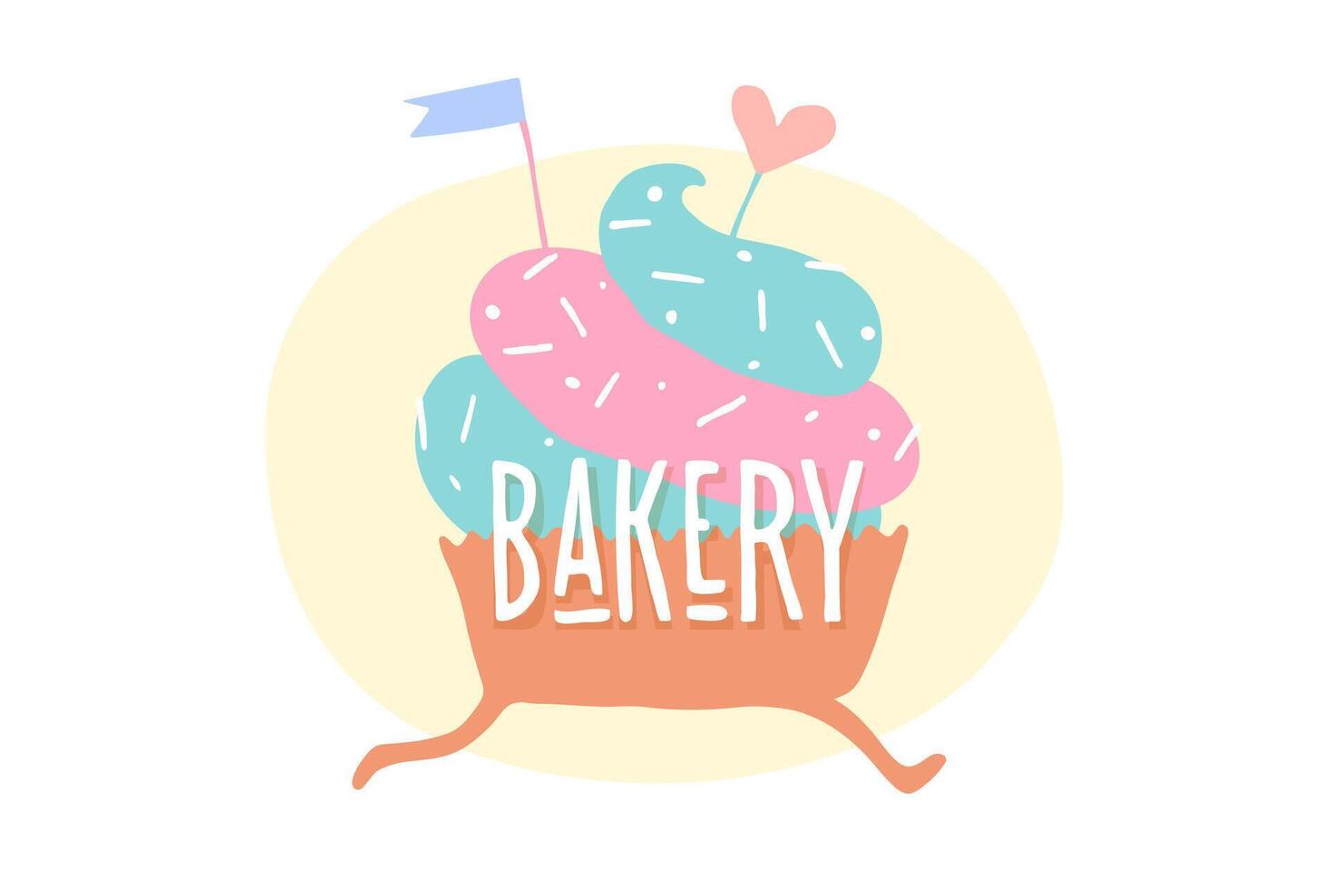 Cupcake with heart and text Bakery vector
