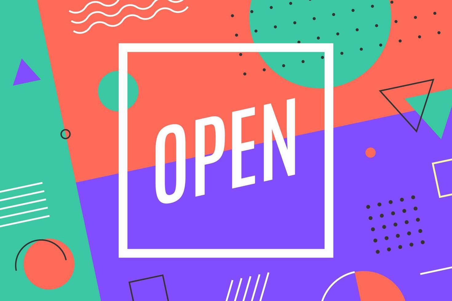 Open. Poster in graphic geometric style vector