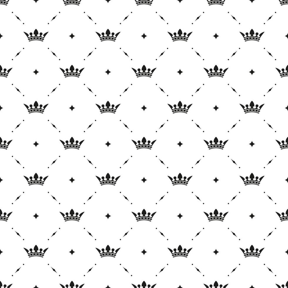 Seamless black pattern with king crowns vector