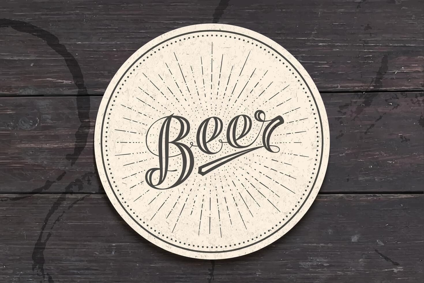 Coaster with hand drawn lettering Beer vector