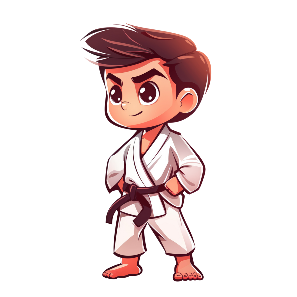 Cute boy in karate uniform png