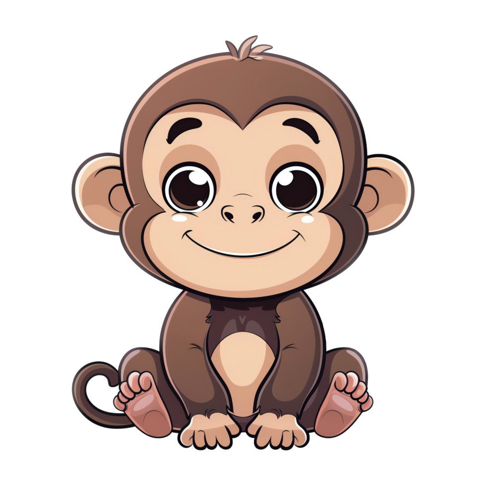 Cute monkey cartoon character illustration png