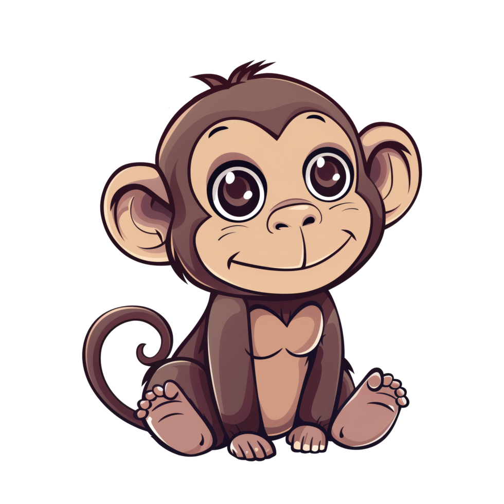 Cute little baby monkey cartoon character png