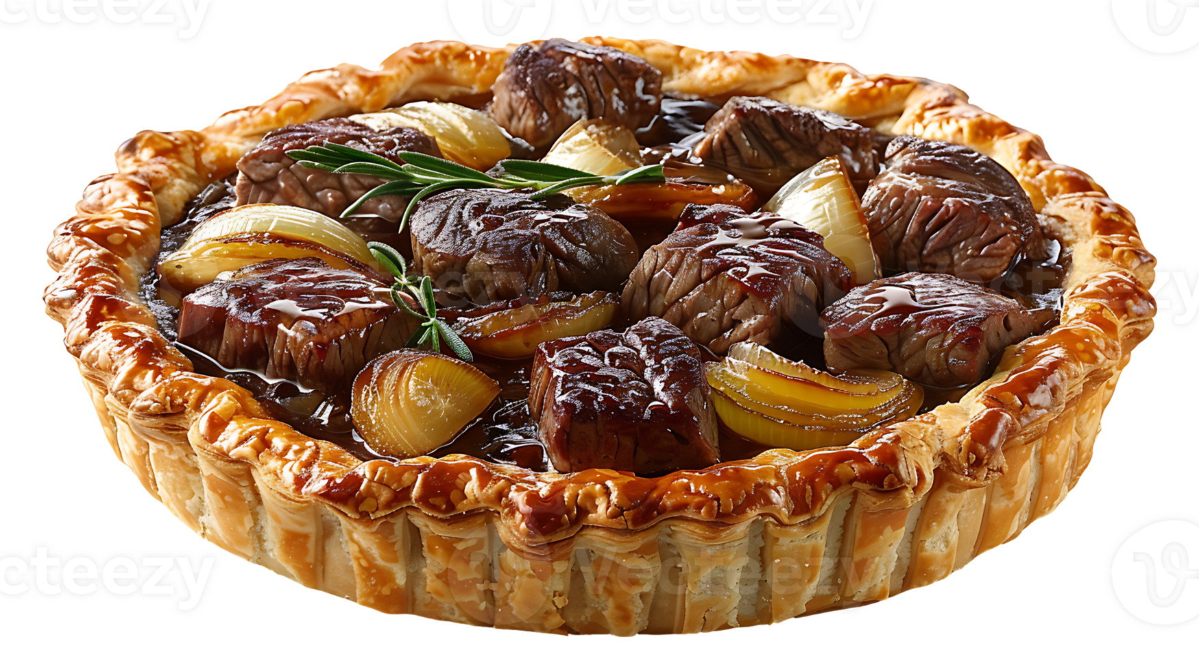 Fresh tasty meat pie on transparent background png