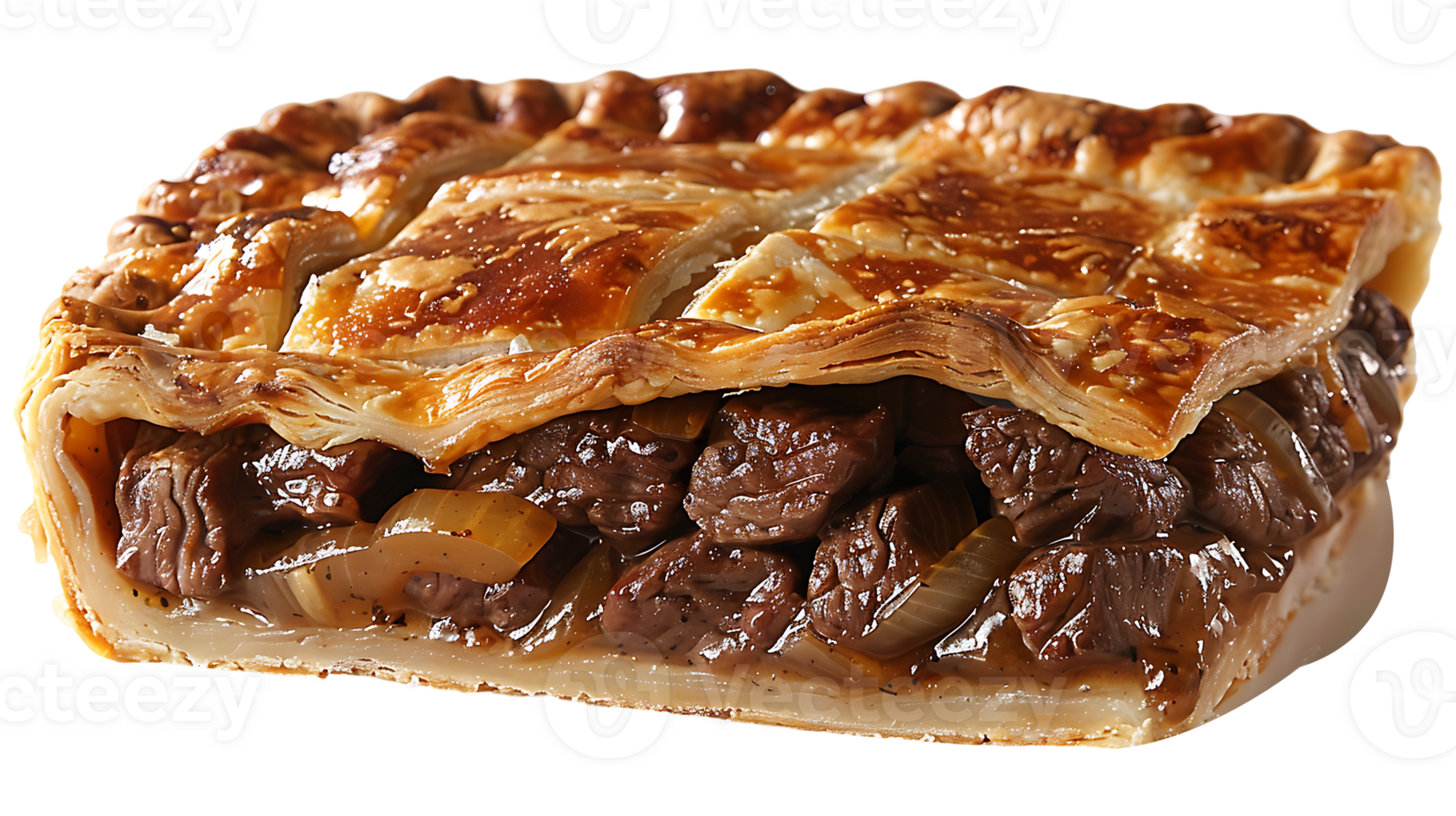 Fresh tasty meat pie on transparent background png