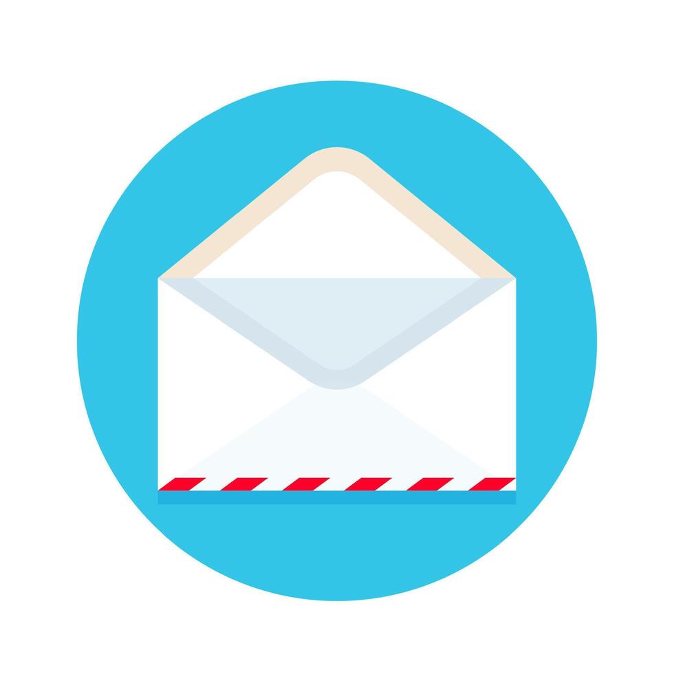 Icon of open new mail envelope. White envelope on a blue background vector