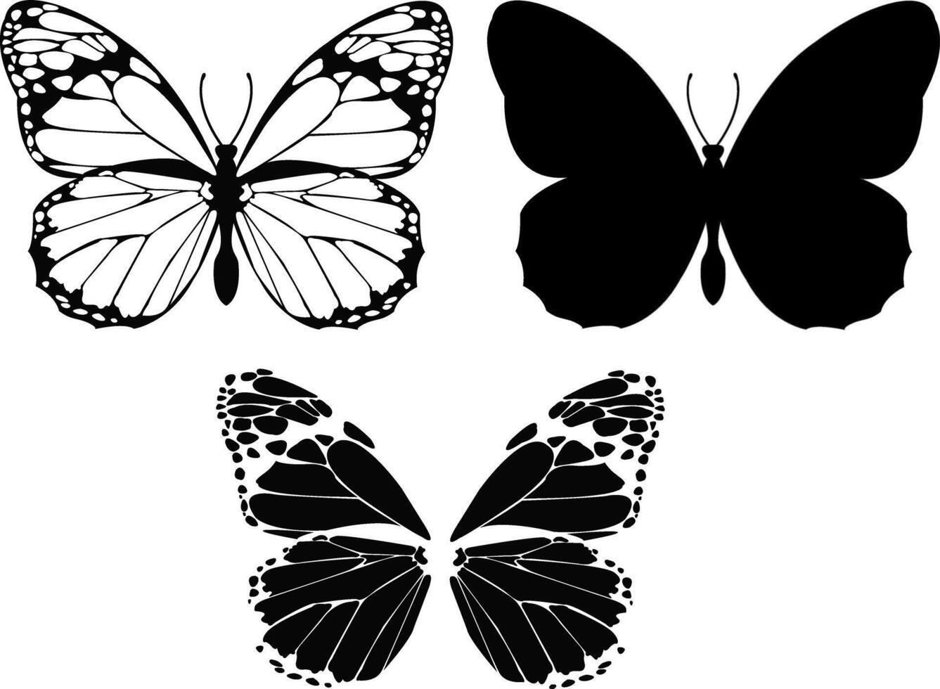 añadir un toque de elegancia a tu espacio con esta moderno negro mariposa silueta diseño elemento en un blanco antecedentes. Perfecto para hogar decoración vector