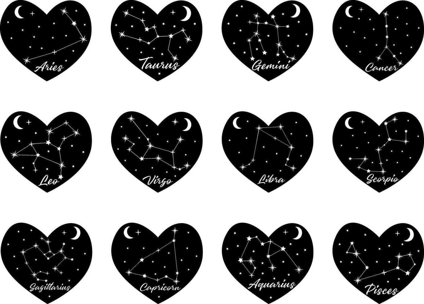 Illuminate your space with this Astrology Horoscope Circle Zodiac Signs Background. Featuring a starry night sky inscribed in a heart shape vector