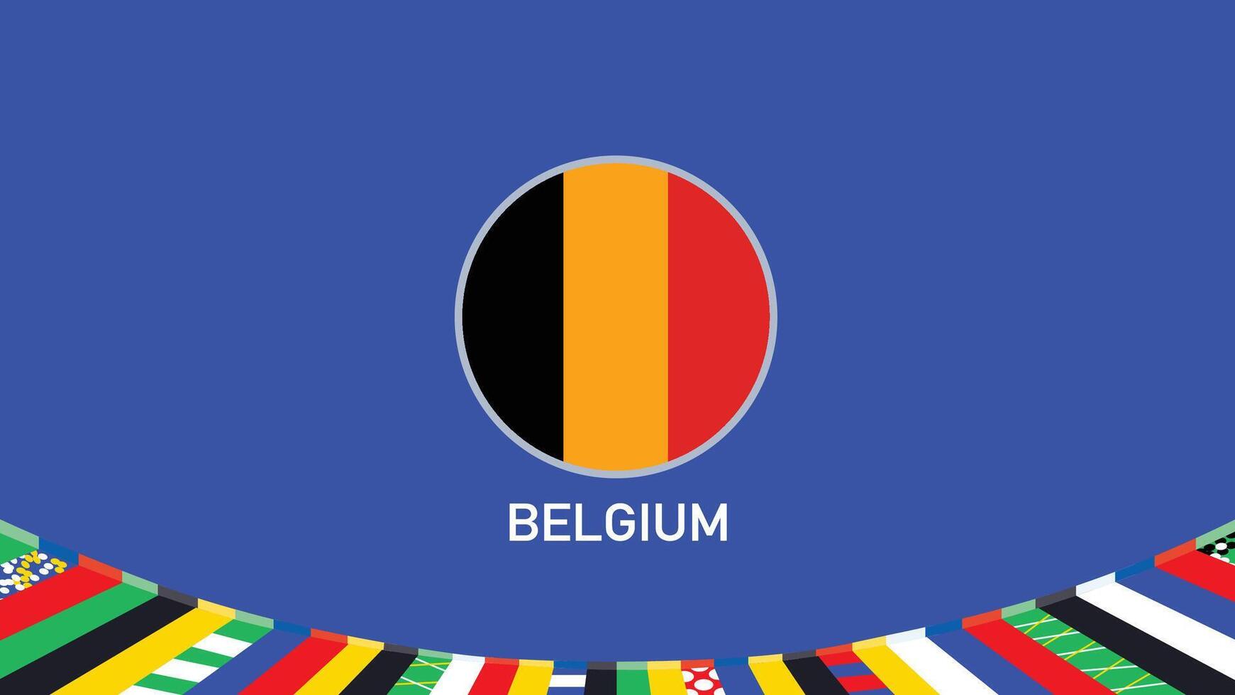 Bélgica emblema bandera equipos europeo naciones 2024 resumen países europeo Alemania fútbol americano símbolo logo diseño ilustración vector
