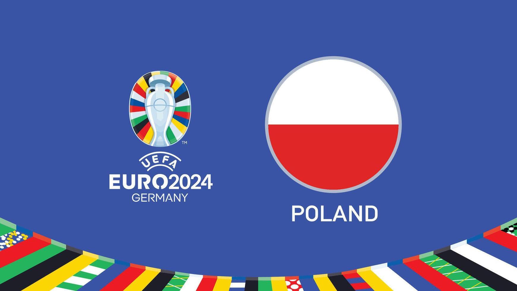 euro 2024 Alemania Polonia bandera emblema equipos diseño con oficial símbolo logo resumen países europeo fútbol americano ilustración vector