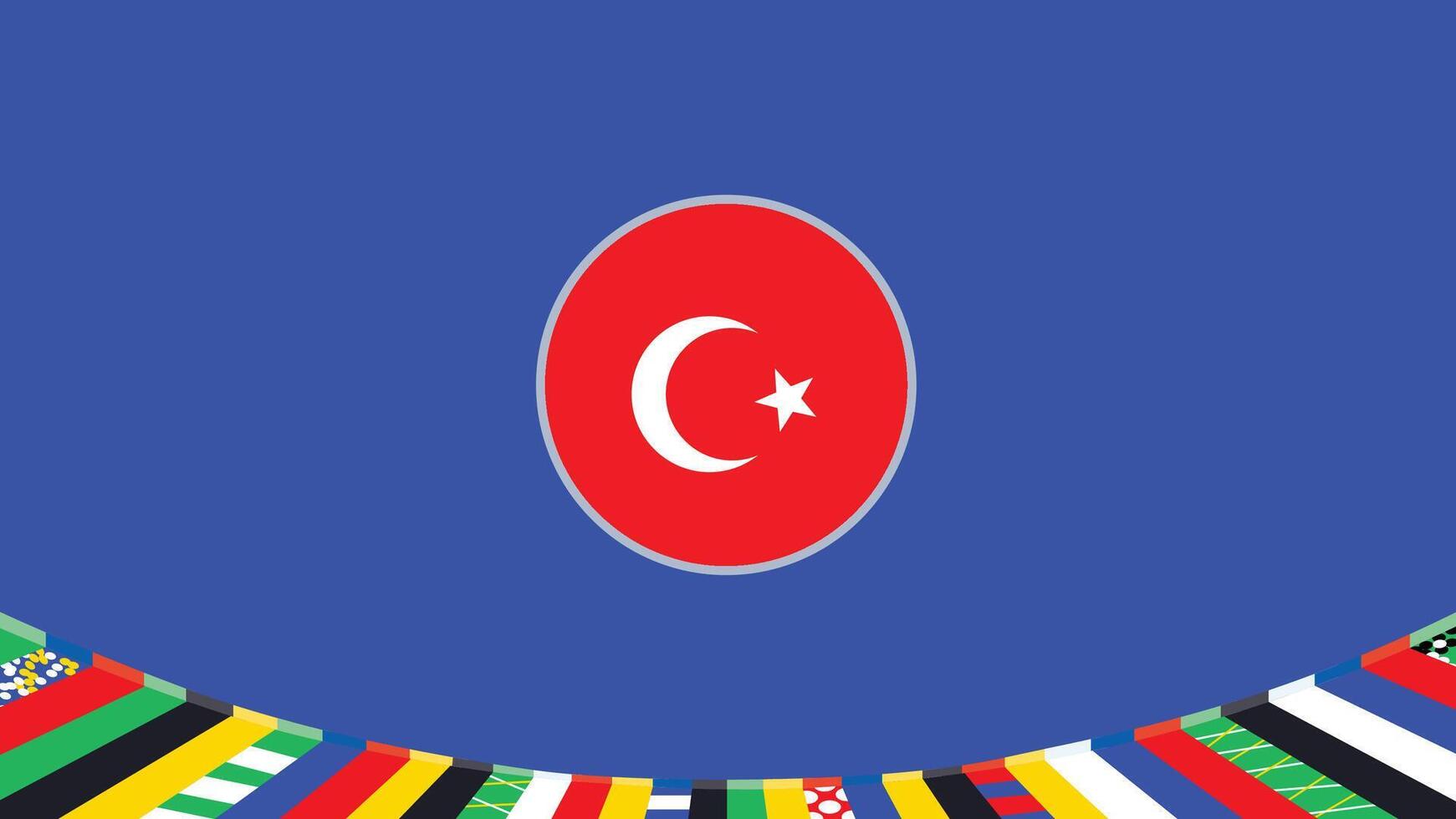 turkiye emblema bandera europeo naciones 2024 equipos países europeo Alemania fútbol americano símbolo logo diseño ilustración vector
