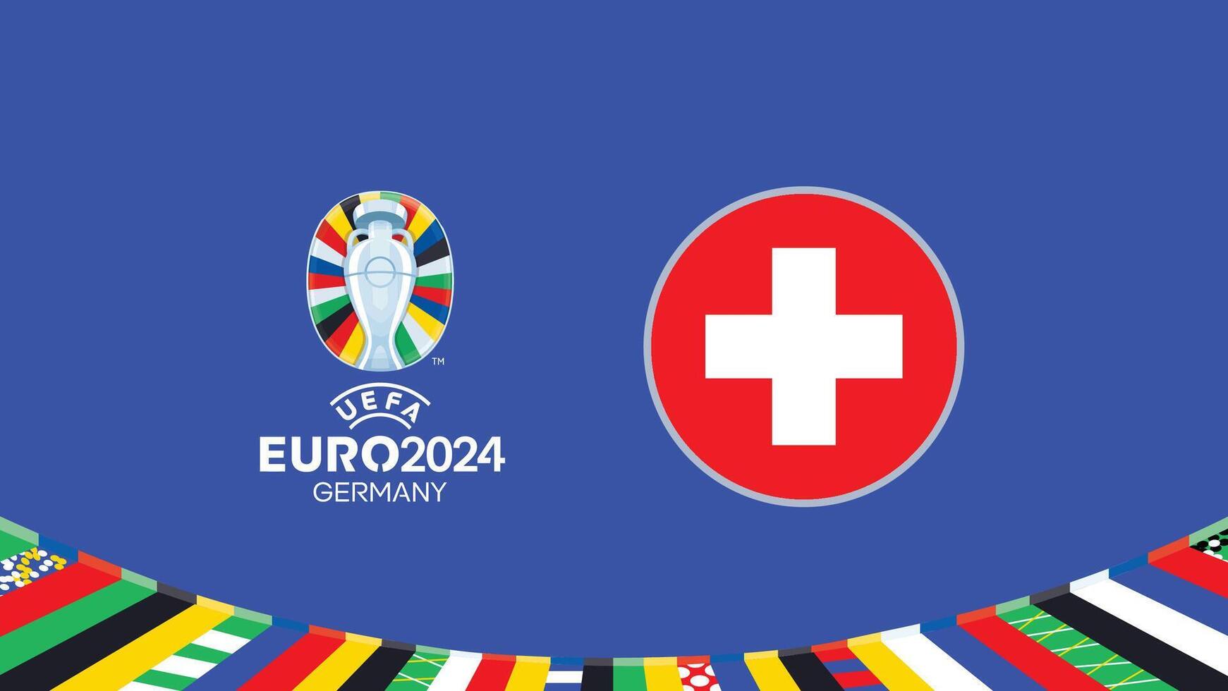 euro 2024 Alemania Suiza bandera equipos diseño con oficial símbolo logo resumen países europeo fútbol americano ilustración vector