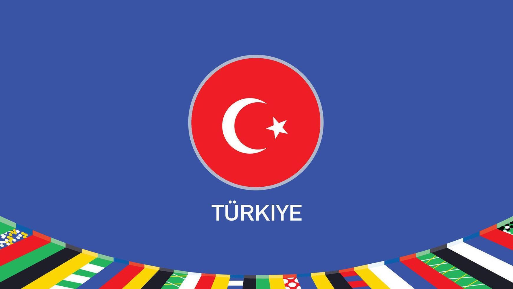 Turkiye Emblem Flag Teams European Nations 2024 Abstract Countries European Germany Football Symbol Logo Design Illustration vector