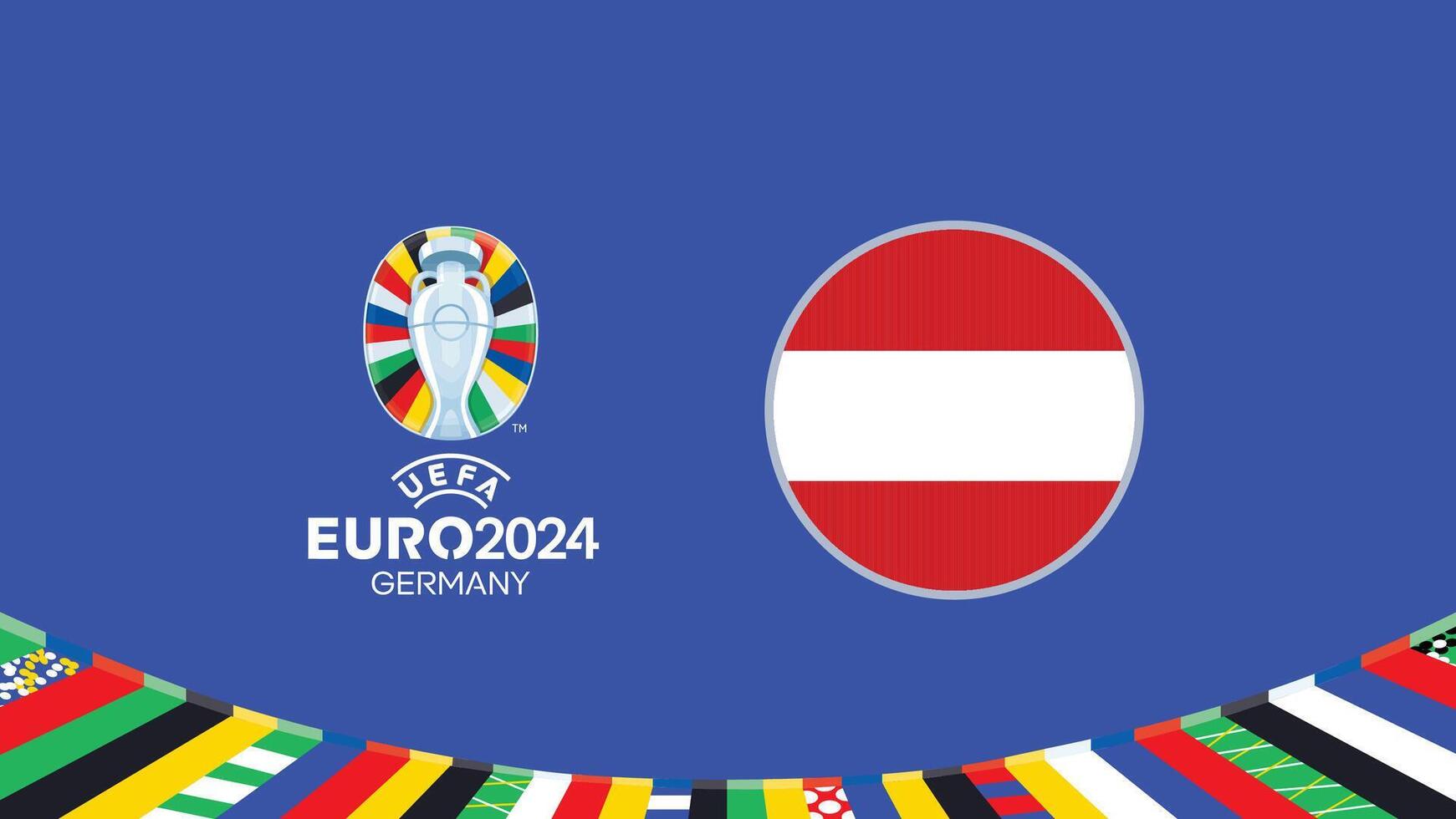 euro 2024 Alemania Austria bandera equipos diseño con oficial símbolo logo resumen países europeo fútbol americano ilustración vector