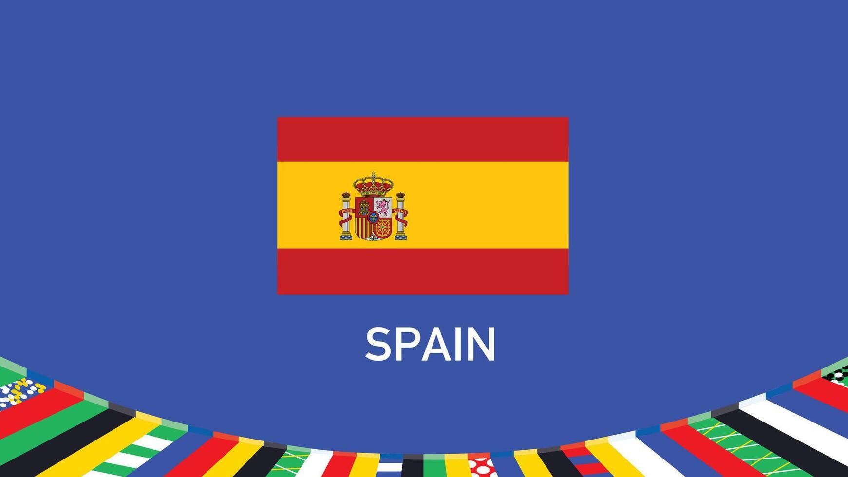 España bandera equipos europeo naciones 2024 símbolo resumen países europeo Alemania fútbol americano logo diseño ilustración vector
