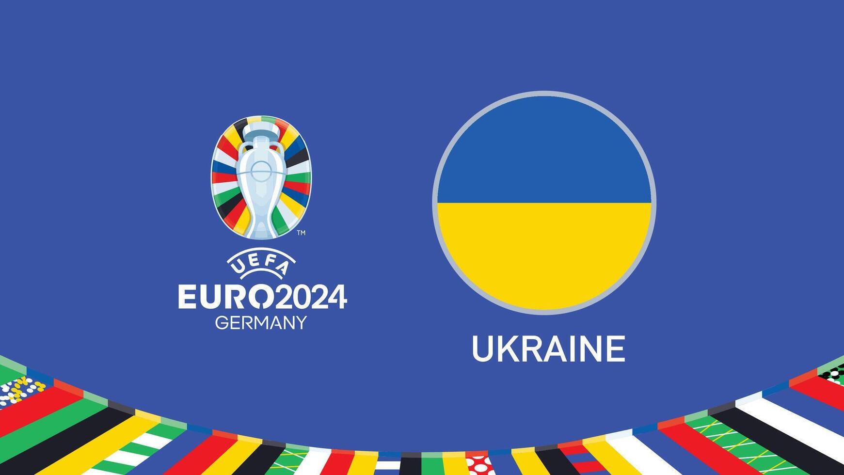 euro 2024 Alemania Ucrania bandera emblema equipos diseño con oficial símbolo logo resumen países europeo fútbol americano ilustración vector