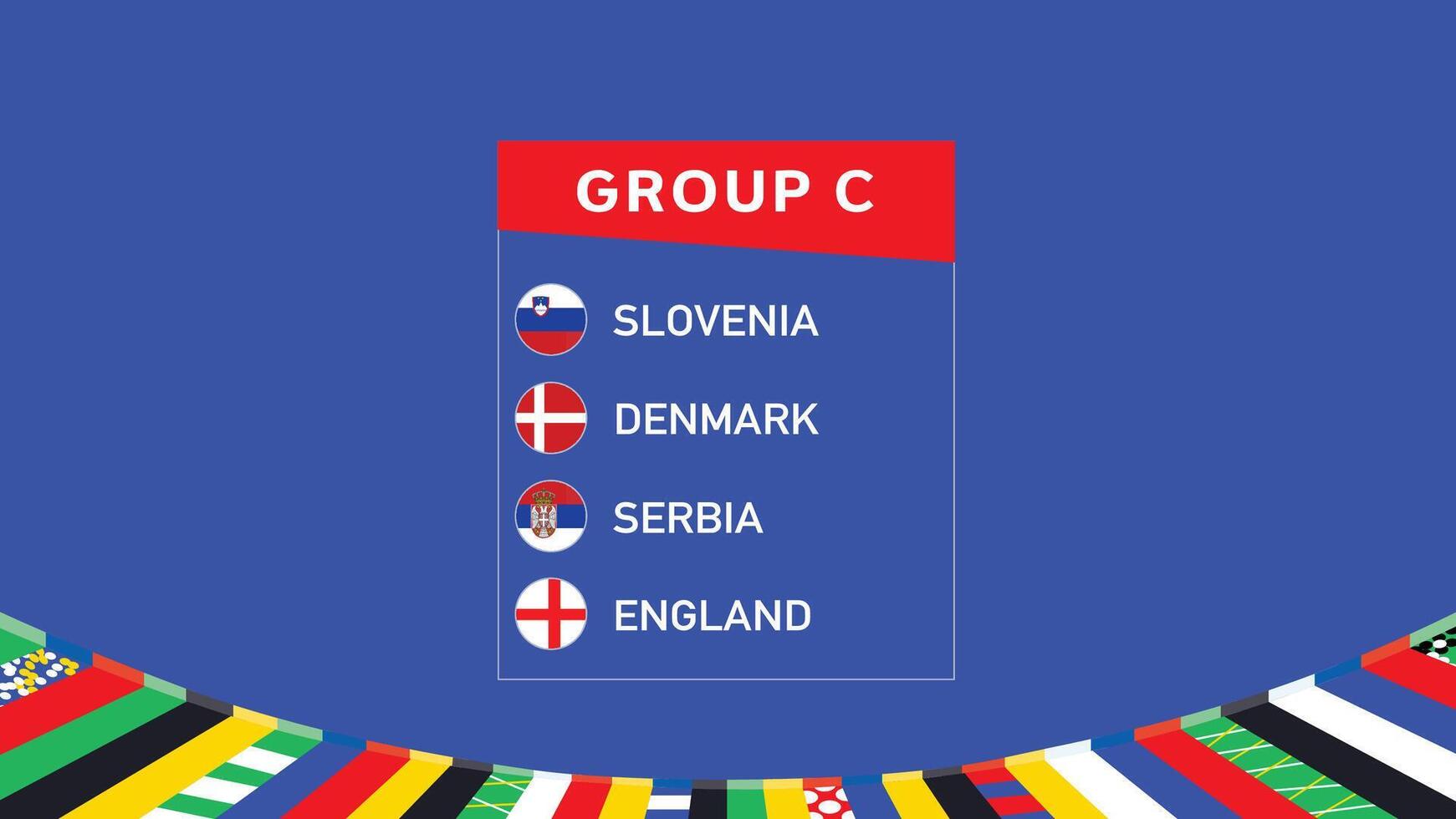 europeo naciones 2024 grupo C equipos emblema diseño resumen países europeo fútbol americano símbolo logo ilustración vector