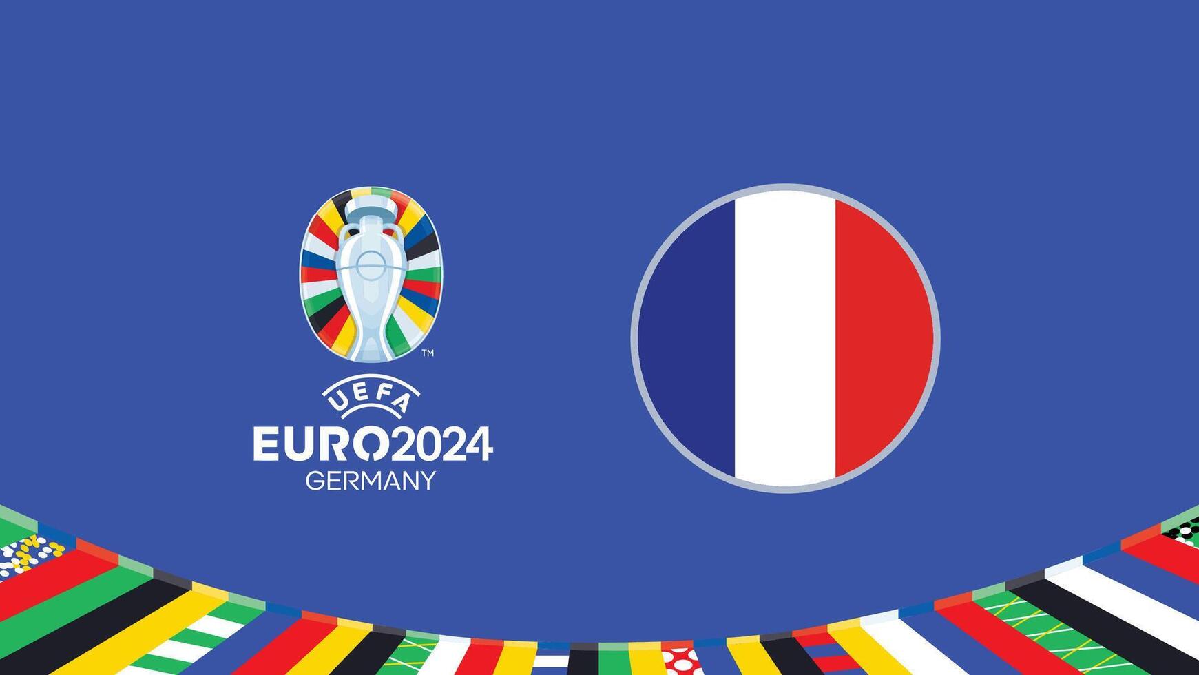 Euro 2024 Germany France Flag Teams Design With Official Symbol Logo Abstract Countries European Football Illustration vector