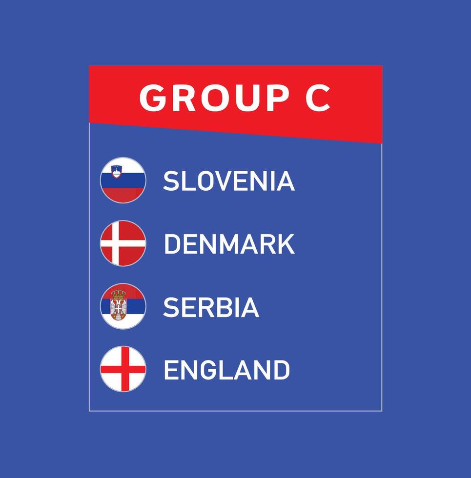 European Nations 2024 Group C Emblem Design Abstract Teams Countries European Football Symbol Logo Illustration vector