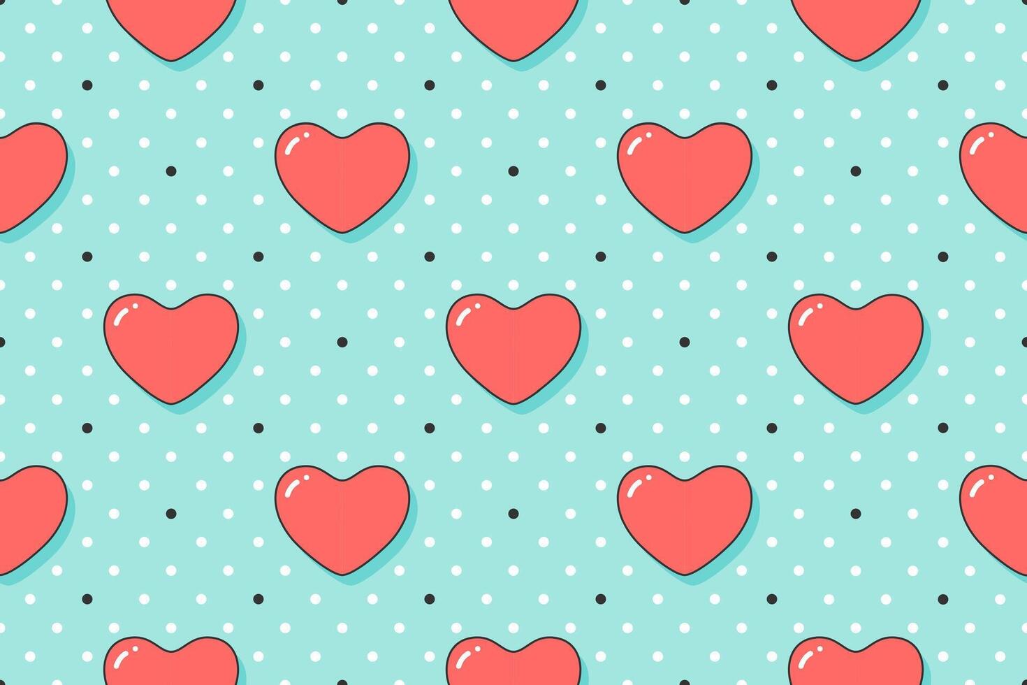 Seamless pattern with hearts and arrows on a turquoise backdrop vector