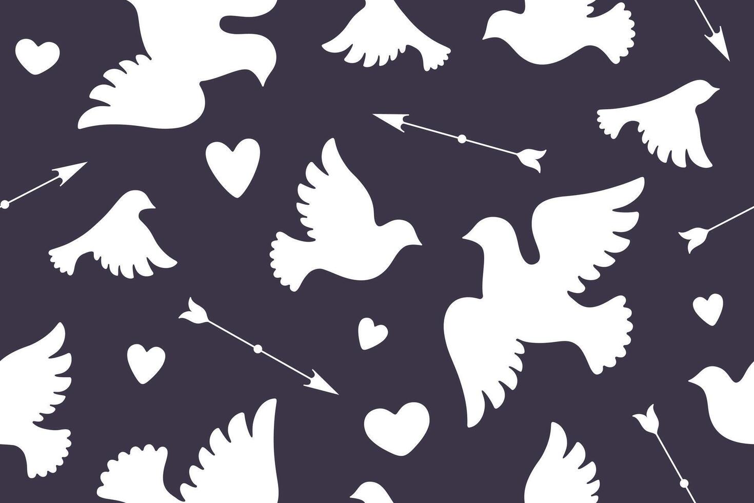 Seamless pattern with white love doves vector