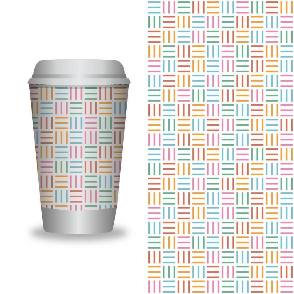 take away coffee packaging templates and design elements for coffee shops - cardboard cup with seamless patterns. vector