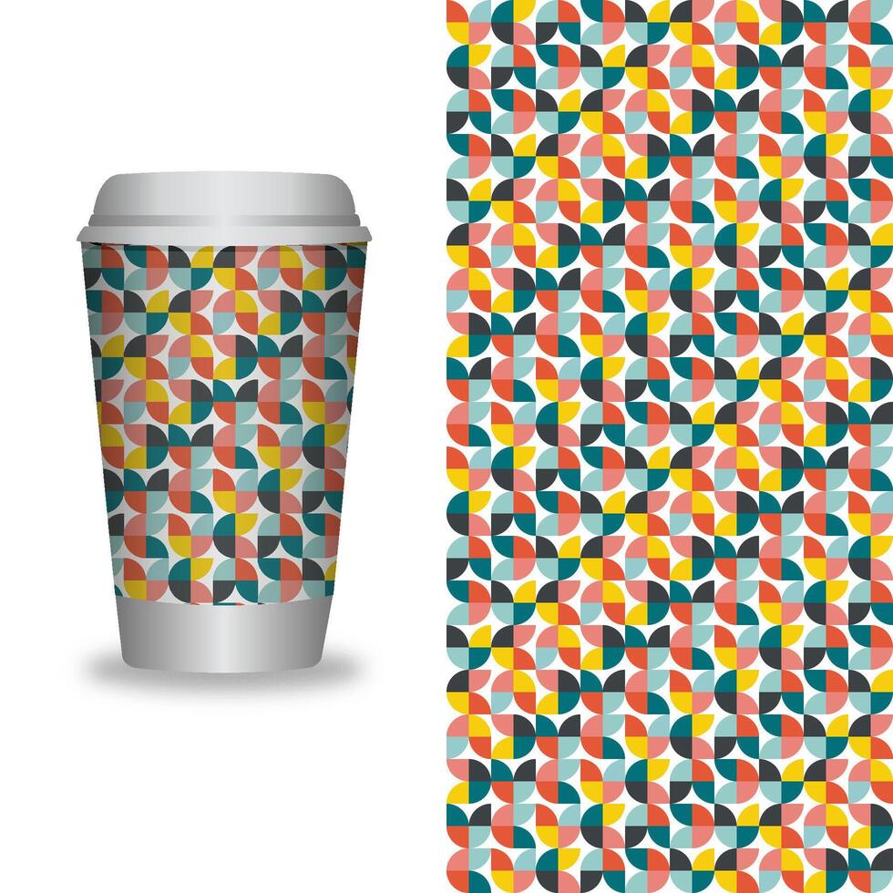 take away coffee packaging templates and design elements for coffee shops - cardboard cup with seamless patterns. vector