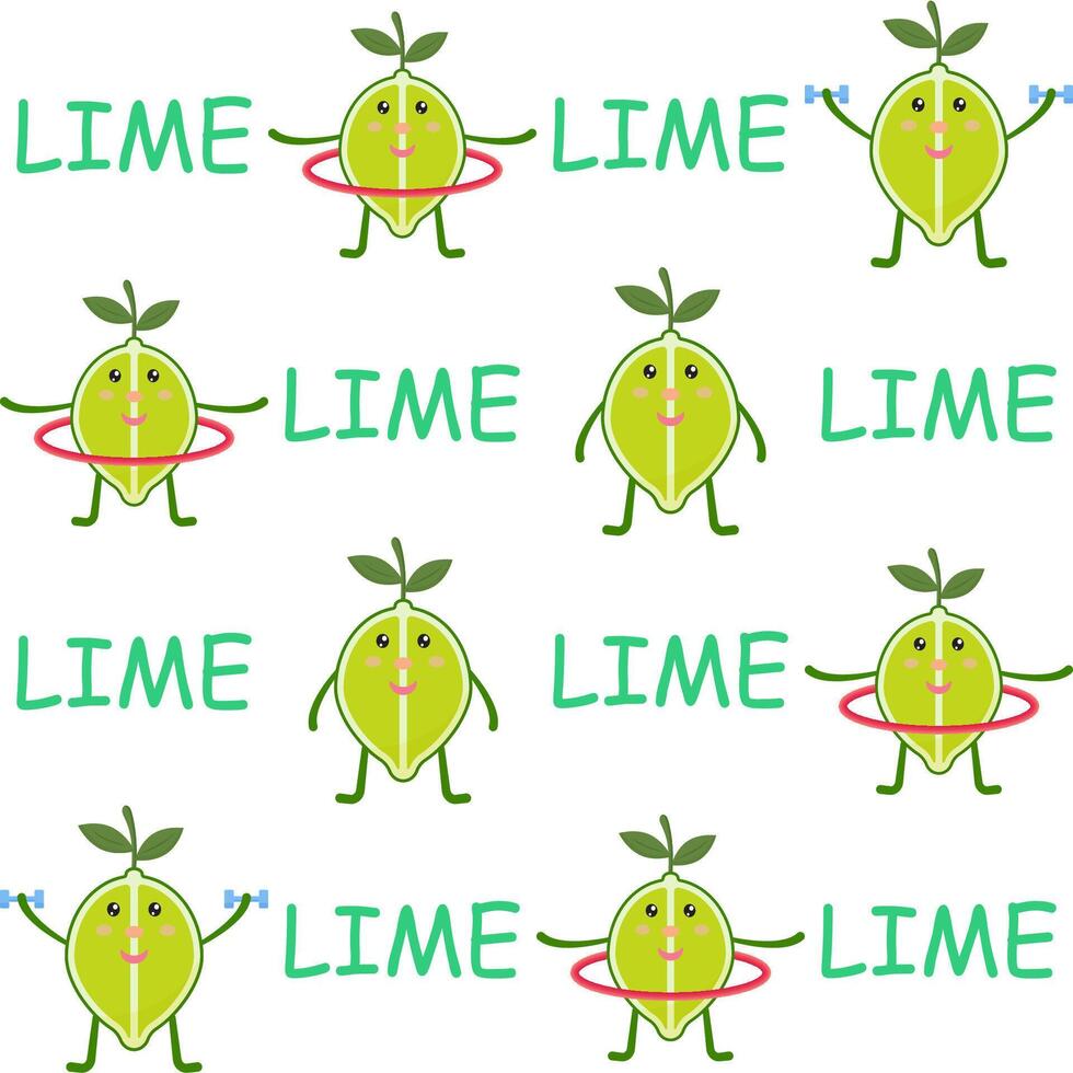 Lime seamless pattern. Fruit background. vector