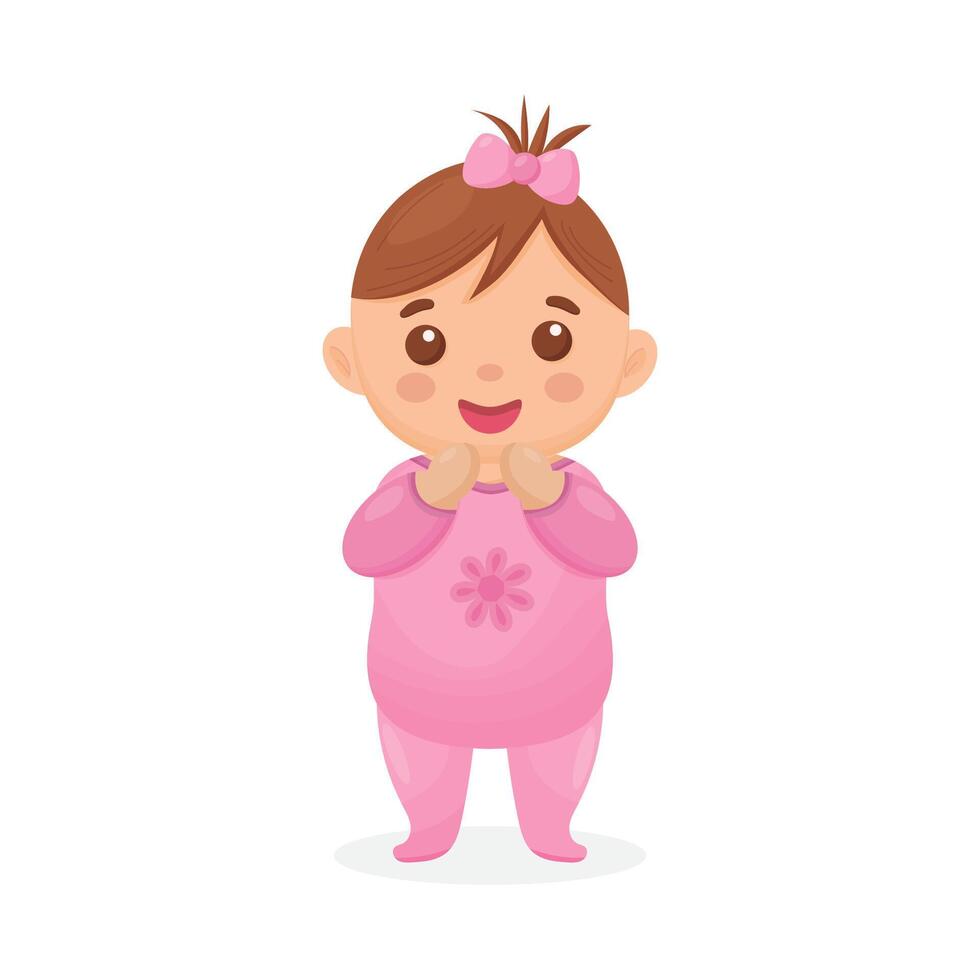 Cute cartoon baby girl isolated on a white background. vector