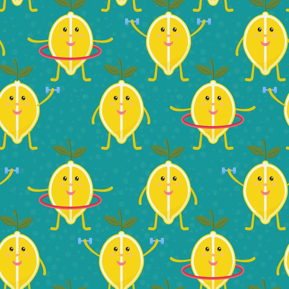 Tropical seamless pattern with yellow lemons. Fruit repeated background. bright print for fabric or wallpaper. vector