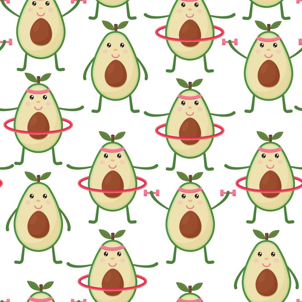 Avocado seamless pattern for print, fabric and organic, vegan, raw products packaging. Texture for eco and healthy food. vector